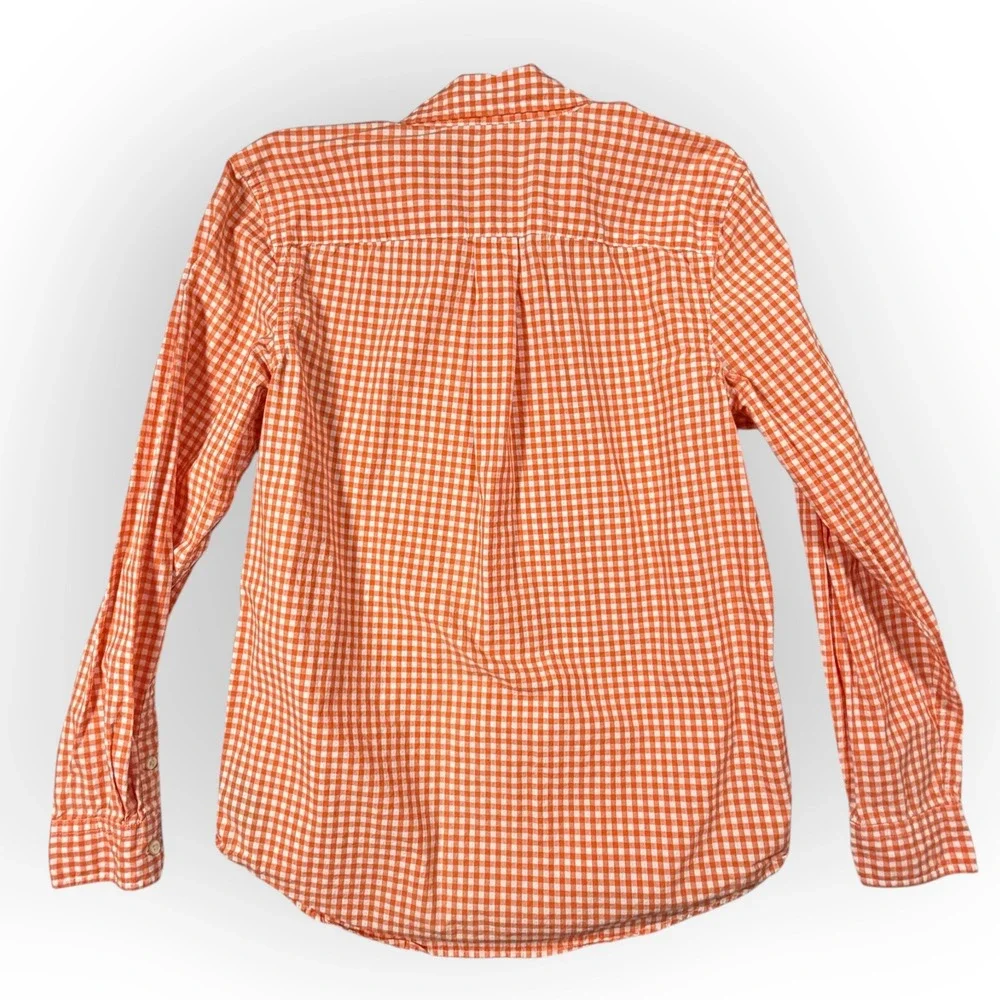 Ralph Lauren Kids XL Orange Gingham Check Cotton Button Dn‎ Shirt Blue Pony Logo